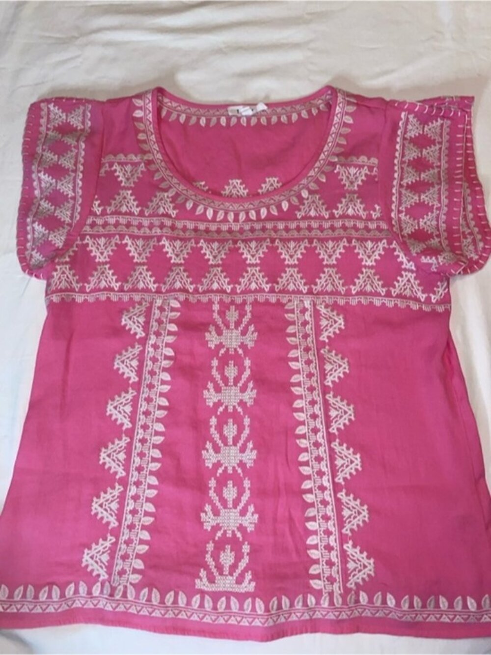 Embroidered Pink Women’s Short-Sleeve Top
